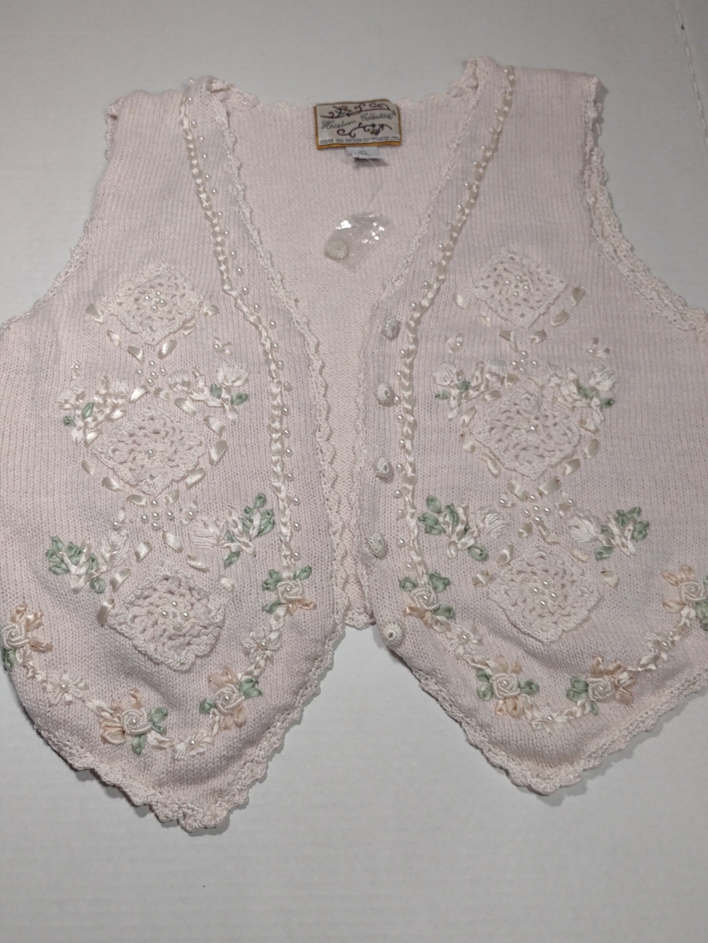 Heirloom Collectible Vintage 90's Embroidered Knit Vest - Sz Lg